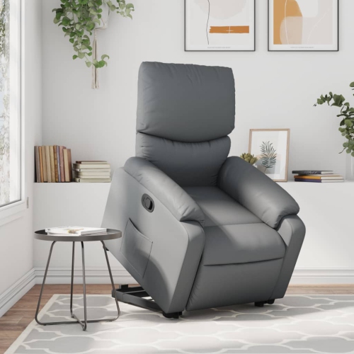 Fauteuil inclinable en similicuir gris VidaXL