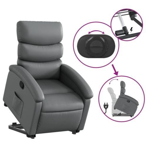 Fauteuil inclinable en similicuir gris VidaXL