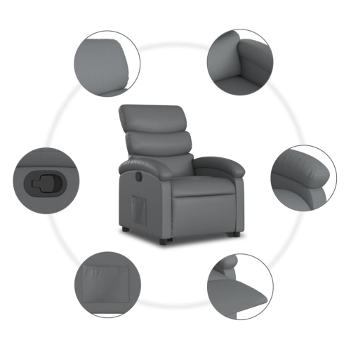 Fauteuil inclinable en similicuir gris VidaXL