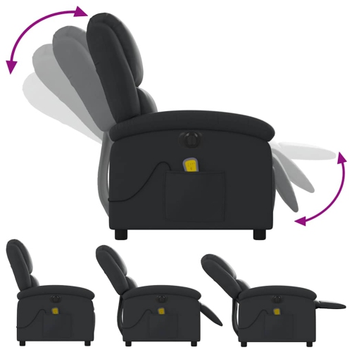 Fauteuil de massage inclinable électrique en cuir véritable noir vidaXL