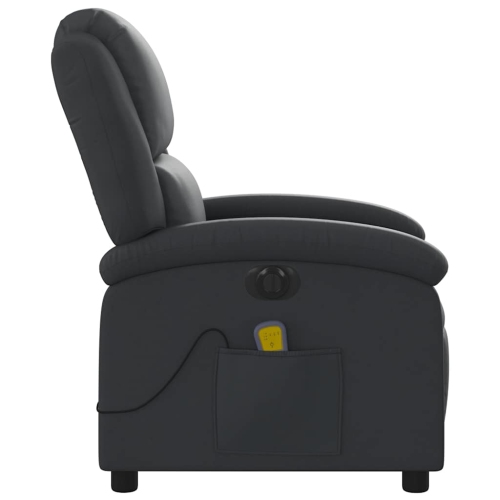 Fauteuil de massage inclinable électrique en cuir véritable noir vidaXL