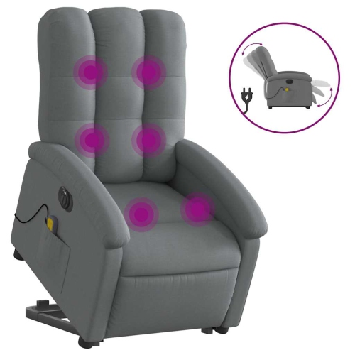 Fauteuil de massage inclinable électrique en tissu gris foncé de vidaXL
