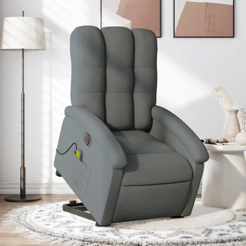 Fauteuil de massage inclinable électrique en tissu gris foncé de vidaXL