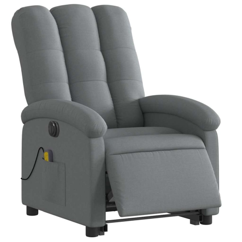 Fauteuil de massage inclinable électrique en tissu gris foncé de vidaXL