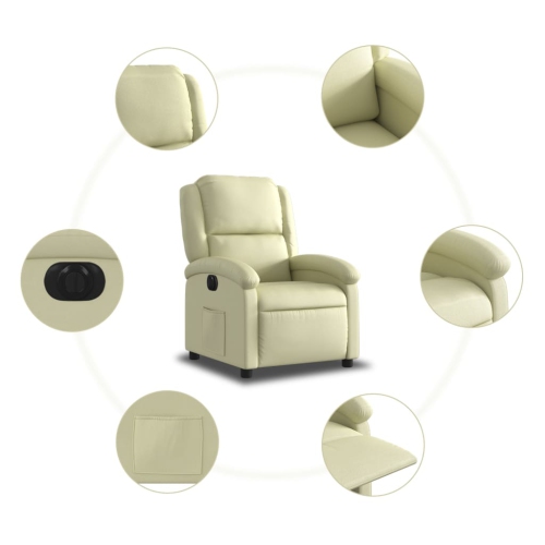 vidaXL Electric Recliner Chair Cream Real Leather