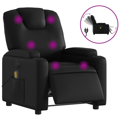 Fauteuil de massage inclinable électrique en similicuir noir vidaXL