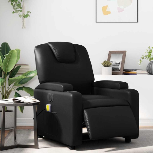 Fauteuil de massage inclinable électrique en similicuir noir vidaXL