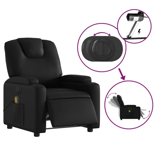 Fauteuil de massage inclinable électrique en similicuir noir vidaXL