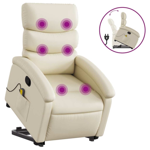 Fauteuil de massage inclinable en similicuir crème VidaXL