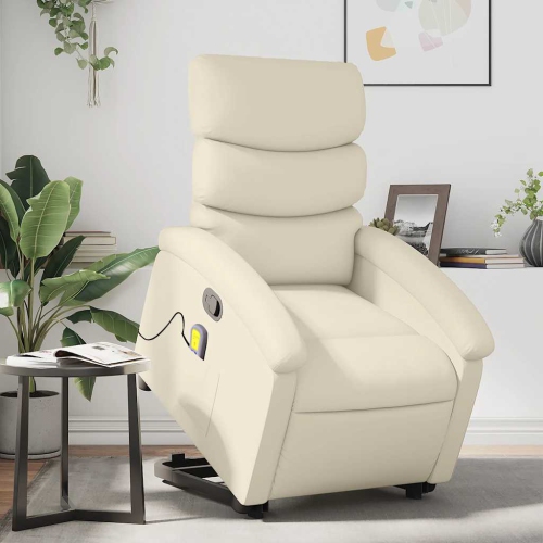 Fauteuil de massage inclinable en similicuir crème VidaXL