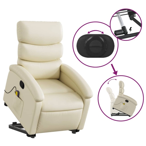 Fauteuil de massage inclinable en similicuir crème VidaXL