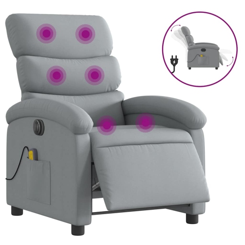 Fauteuil de massage inclinable électrique en tissu gris pâle de vidaXL