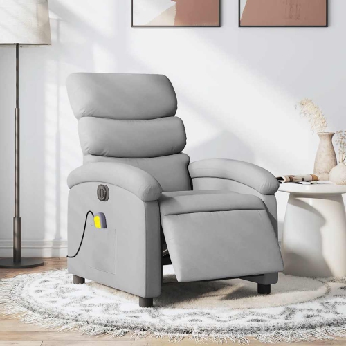 Fauteuil de massage inclinable électrique en tissu gris pâle de vidaXL