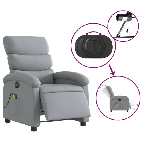 Fauteuil de massage inclinable électrique en tissu gris pâle de vidaXL