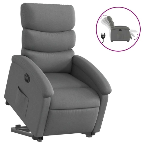 vidaXL Electric Stand up Recliner Chair Dark Grey Fabric