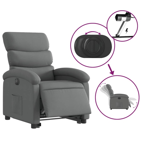 vidaXL Electric Stand up Recliner Chair Dark Grey Fabric