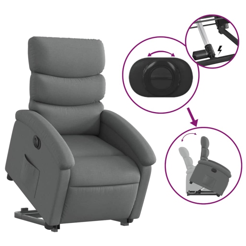 vidaXL Electric Stand up Recliner Chair Dark Grey Fabric