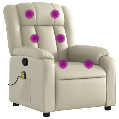 Fauteuil de massage inclinable en similicuir crème de vidaXL