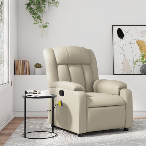 Fauteuil de massage inclinable en similicuir crème de vidaXL