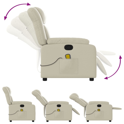 Fauteuil de massage inclinable en similicuir crème de vidaXL