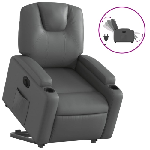 Fauteuil inclinable électrique en similicuir gris de vidaXL