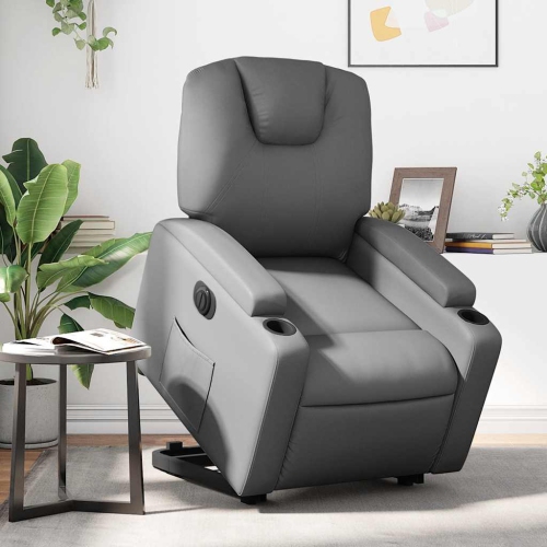 Fauteuil inclinable électrique en similicuir gris de vidaXL
