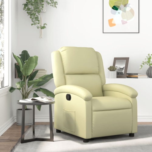 Fauteuil inclinable en cuir véritable crème vidaXL