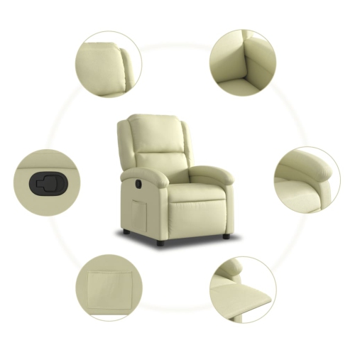 Fauteuil inclinable en cuir véritable crème vidaXL