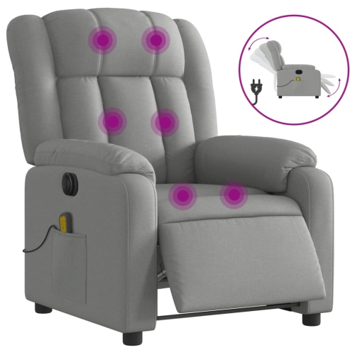Fauteuil de massage inclinable électrique en tissu gris pâle de vidaXL