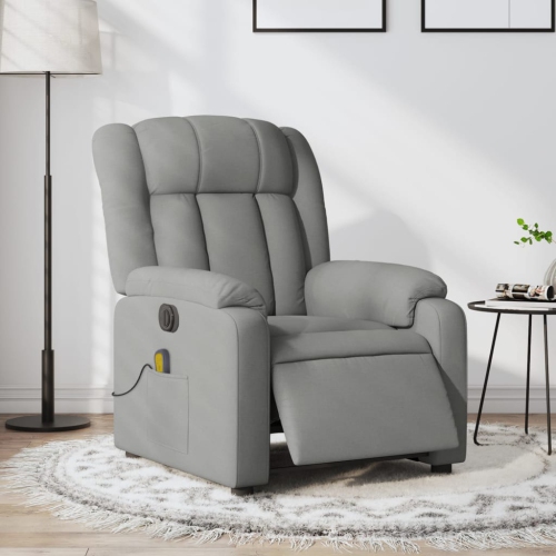 Fauteuil de massage inclinable électrique en tissu gris pâle de vidaXL