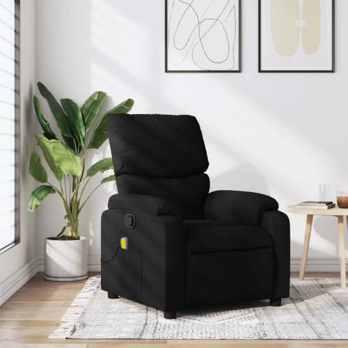 Fauteuil de massage inclinable en tissu noir vidaXL