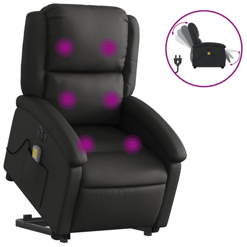 Fauteuil de massage inclinable électrique en similicuir noir de vidaXL