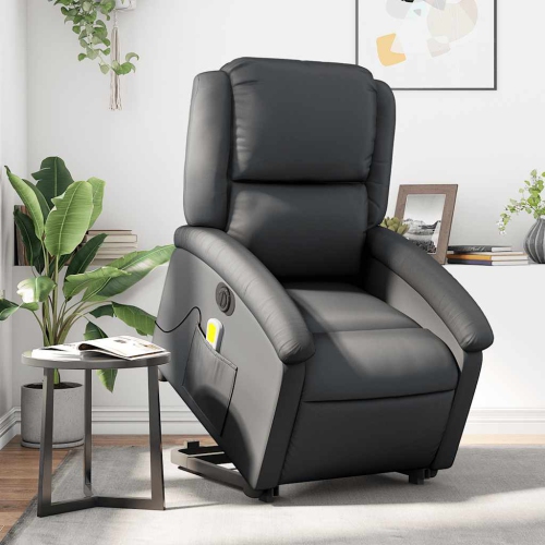 Fauteuil de massage inclinable électrique en similicuir noir de vidaXL