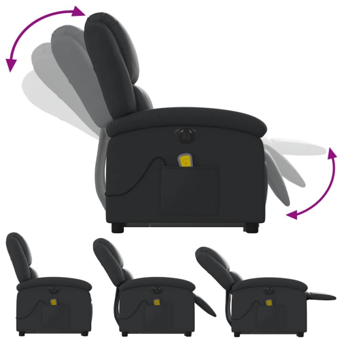 Fauteuil de massage inclinable électrique en similicuir noir de vidaXL