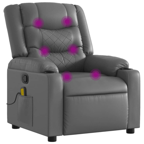 Fauteuil de massage inclinable en similicuir gris de vidaXL