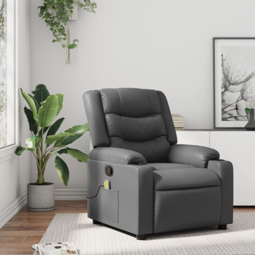 Fauteuil de massage inclinable en similicuir gris de vidaXL