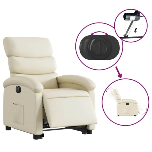 Fauteuil inclinable électrique en similicuir crème de vidaXL