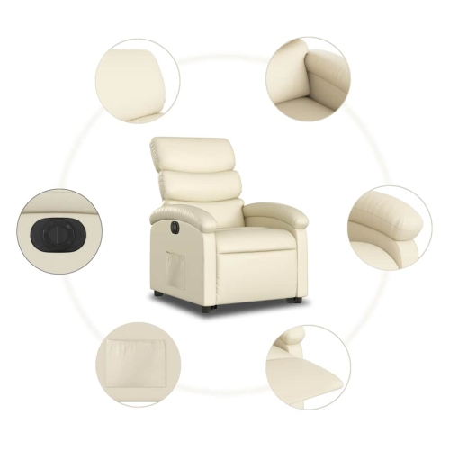Fauteuil inclinable électrique en similicuir crème de vidaXL