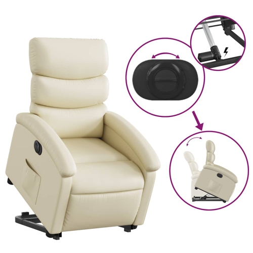 Fauteuil inclinable électrique en similicuir crème de vidaXL