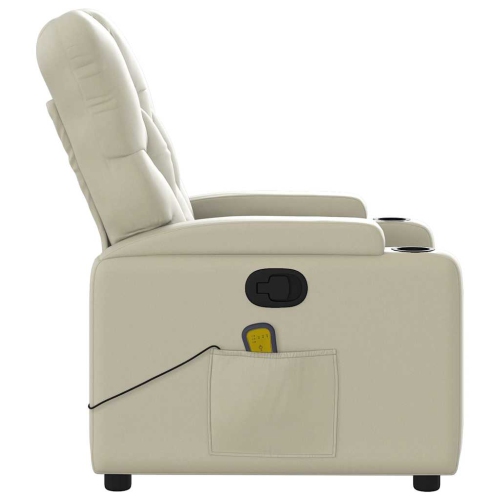 vidaXL Massage Recliner Chair Cream Faux Leather
