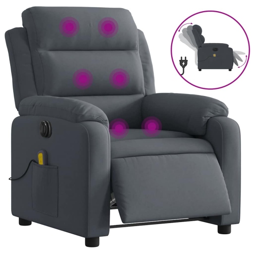 vidaXL Electric Massage Recliner Chair Dark Grey Velvet