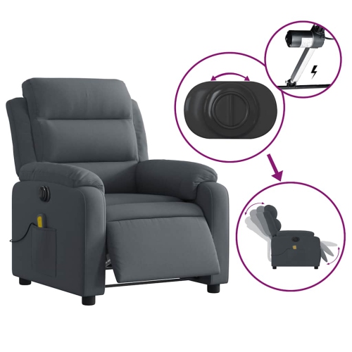 vidaXL Electric Massage Recliner Chair Dark Grey Velvet