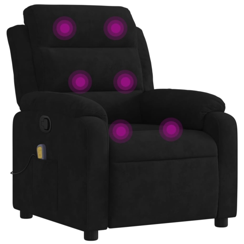 Fauteuil de massage inclinable en velours noir vidaXL