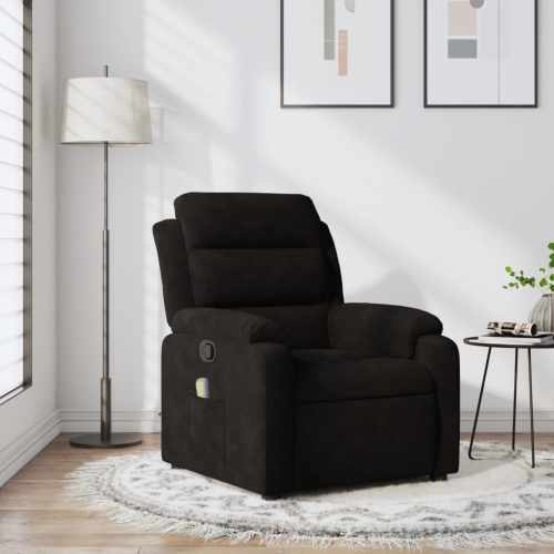 Fauteuil de massage inclinable en velours noir vidaXL