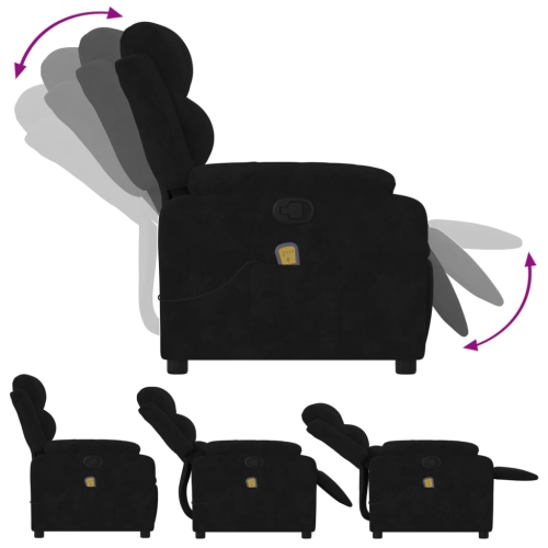 Fauteuil de massage inclinable en velours noir vidaXL