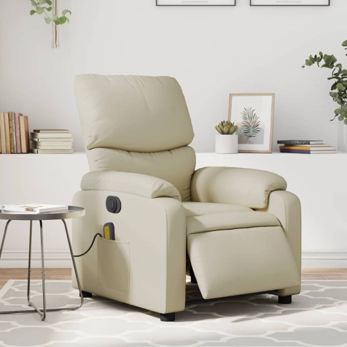Fauteuil de massage inclinable électrique en similicuir crème de vidaXL