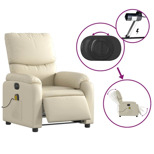 Fauteuil de massage inclinable électrique en similicuir crème de vidaXL