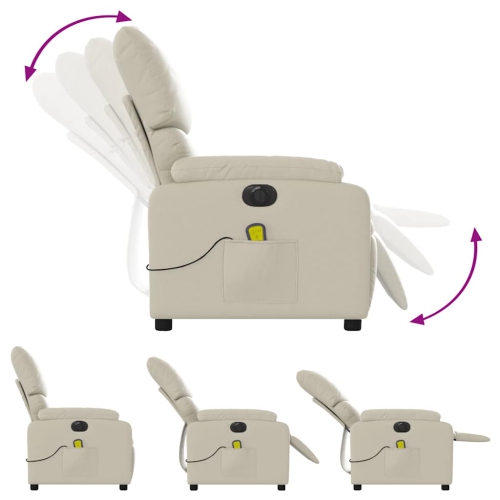 Fauteuil de massage inclinable électrique en similicuir crème de vidaXL