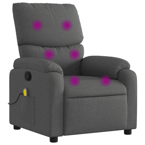 Fauteuil de massage inclinable en tissu gris foncé vidaXL