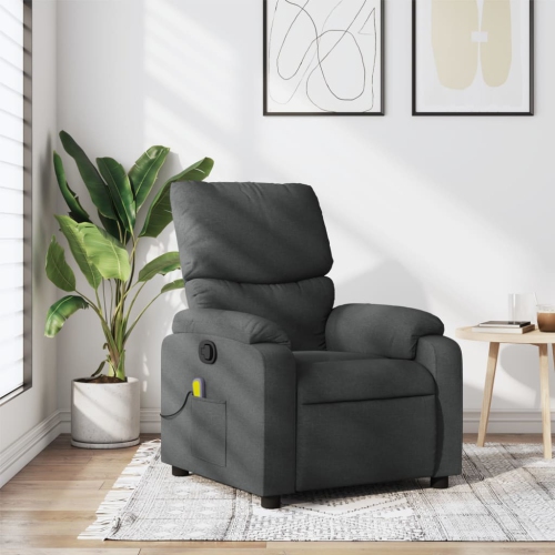 Fauteuil de massage inclinable en tissu gris foncé vidaXL
